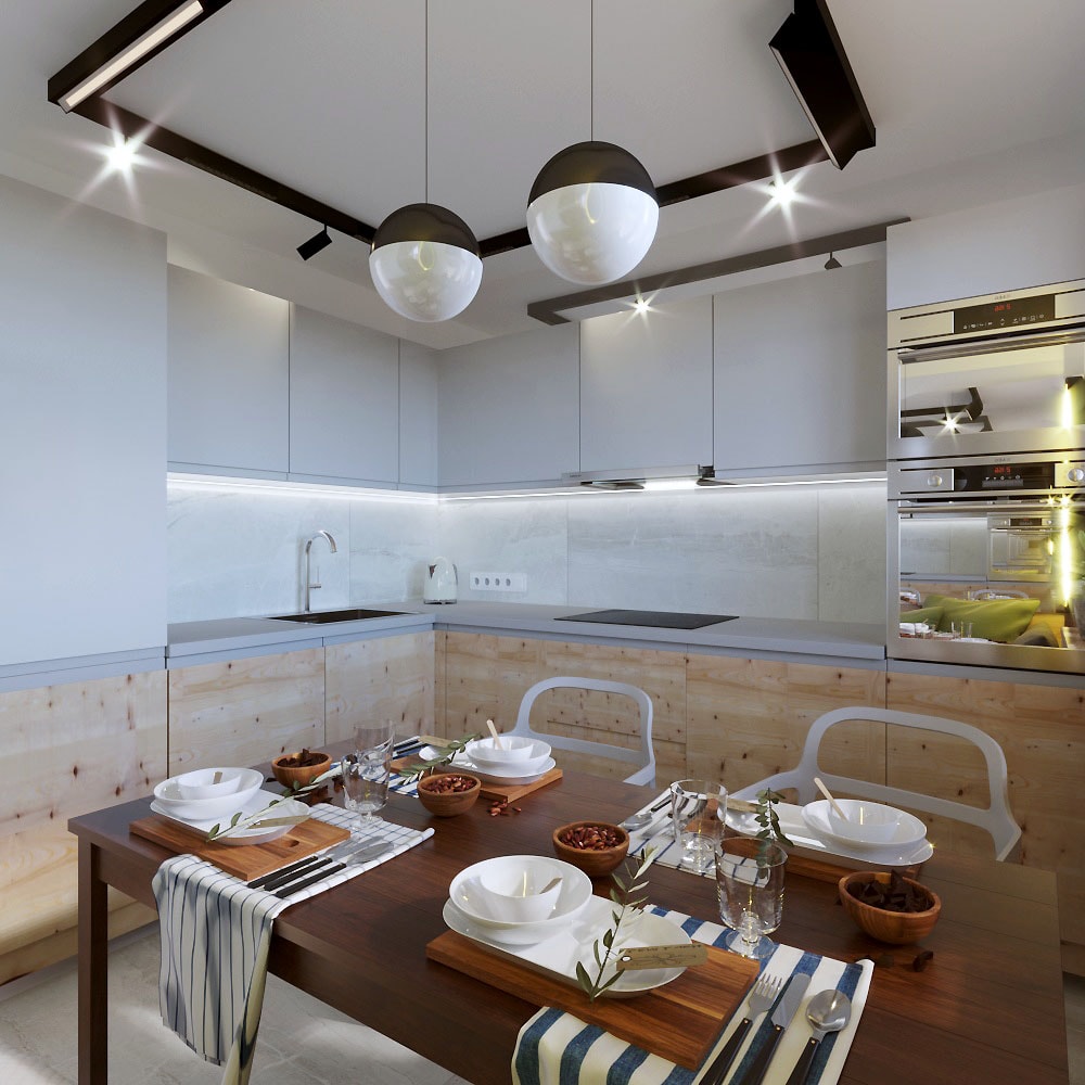 Дизайн интерьера кухни-столовой в квартире по ул.Фогеля